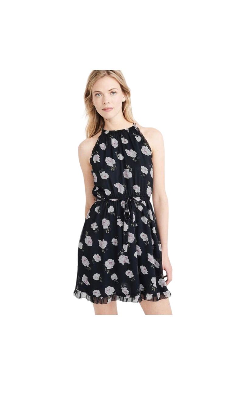 Small Abercrombie Fitch Dress Floral Print Fit & Flare Ruffled Hem
